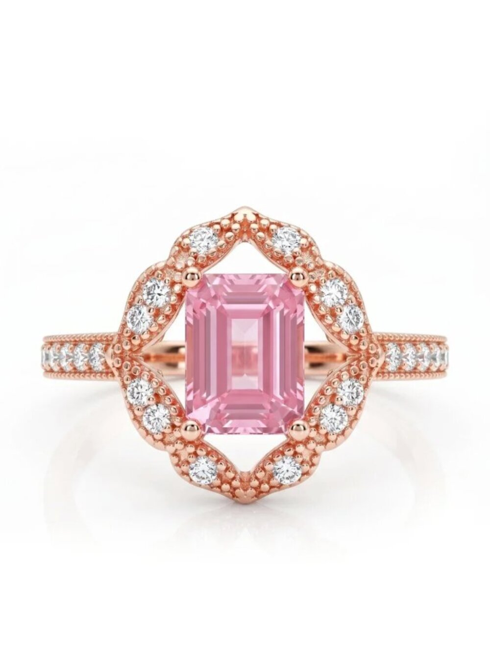 Pink Gemstone Rose Gold ring, 925 Sterling Silver, 18k Rose Gold finish